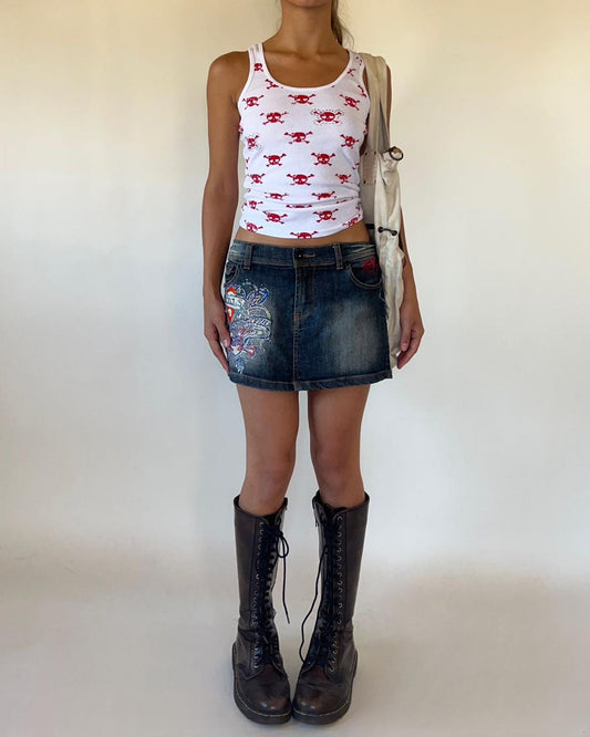 Ed Hardy y2k mini denim graphic skirt