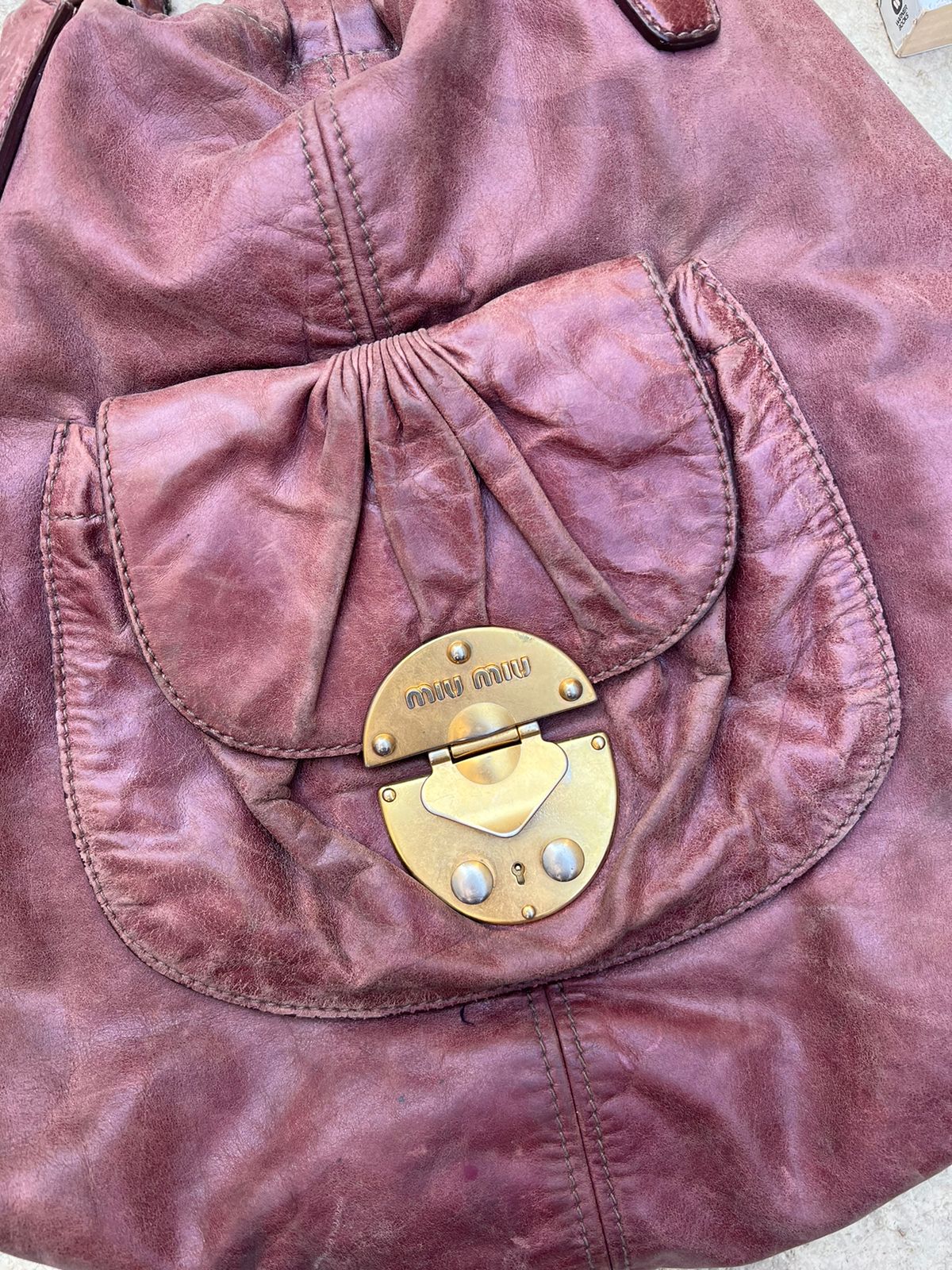 Miu Miu leather vintage Vitello lux front pocket bag