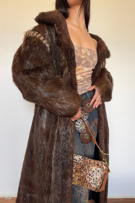 Real brown fur coat