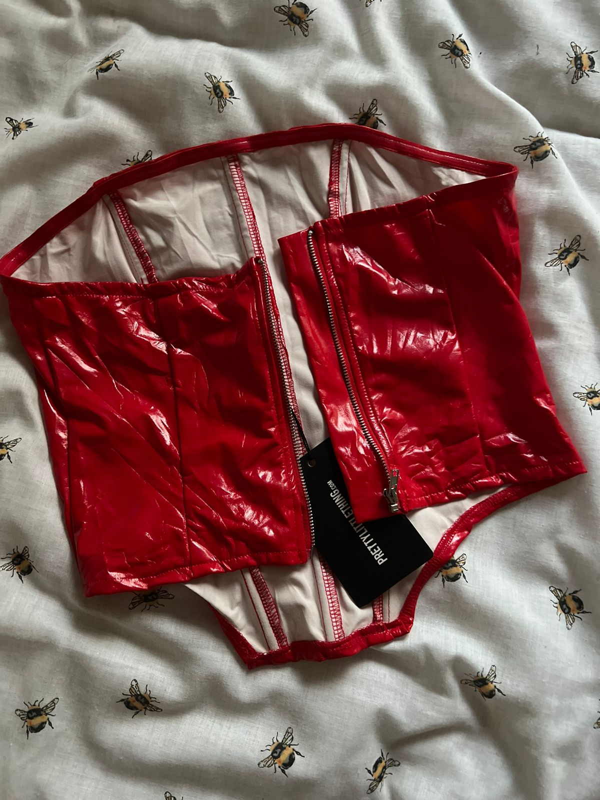 Plt red latex corset top