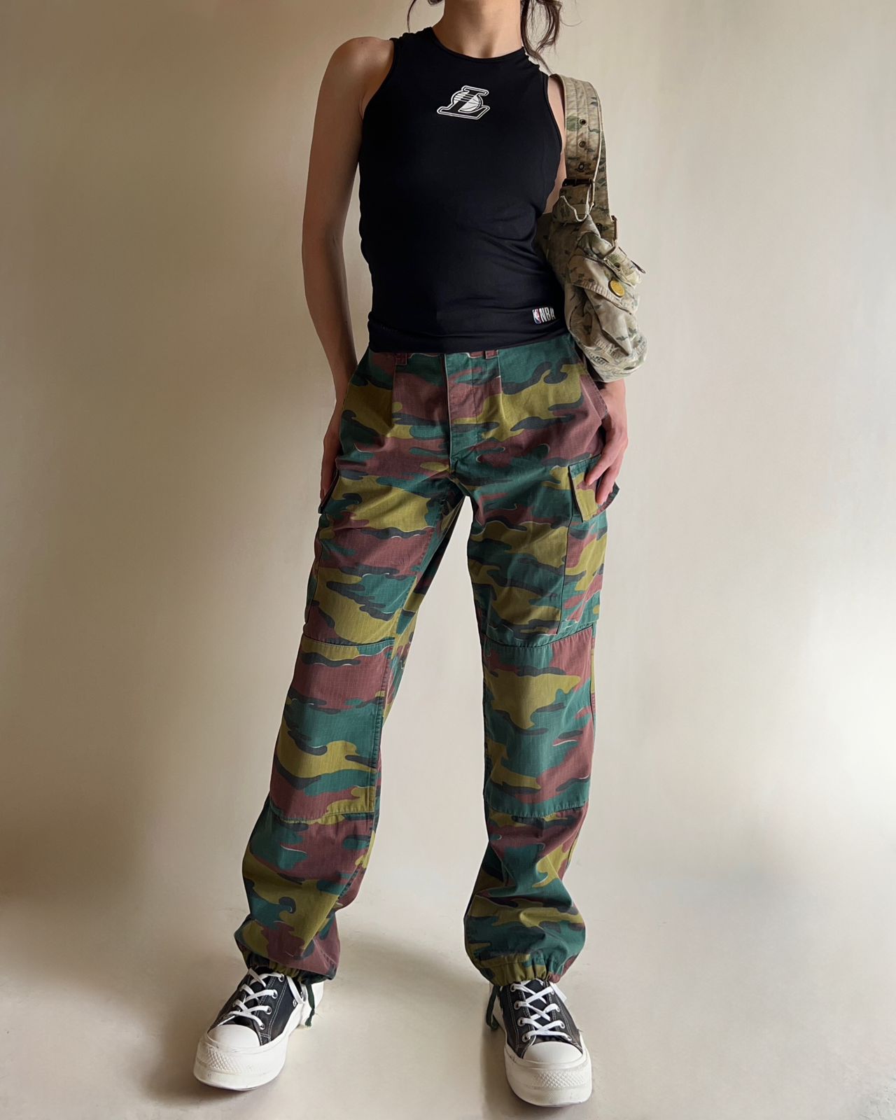 Cargo army high waisted pants