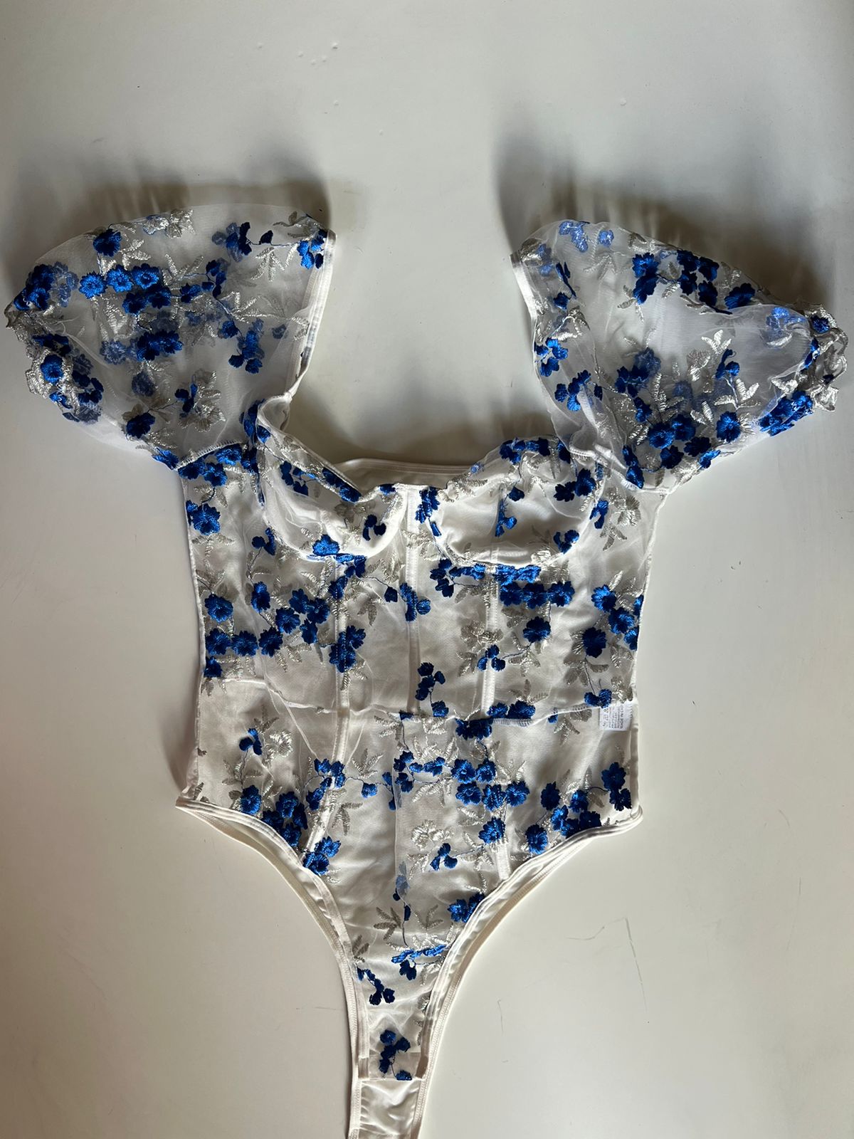 Floral embroidered corset body suit top