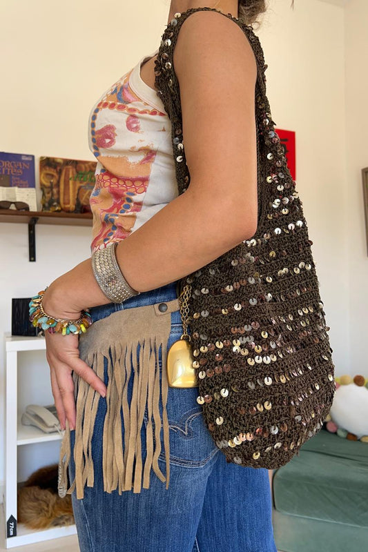 Sequin crochet shoulder bag