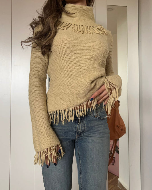 Fringed beige top