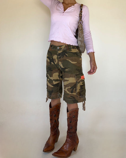 Army cargo high waisted jorts