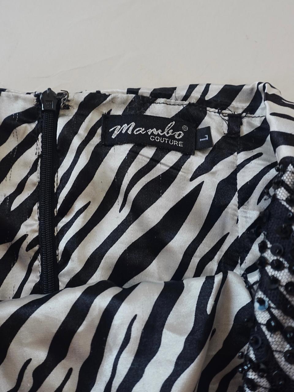 Zebra print y2k ruffled mini strapless dress