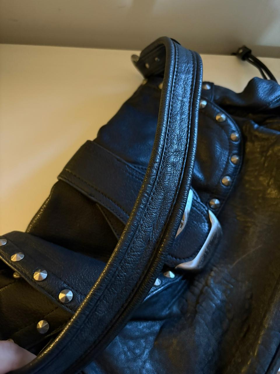 Just Cavalli leather studded shoulder bag