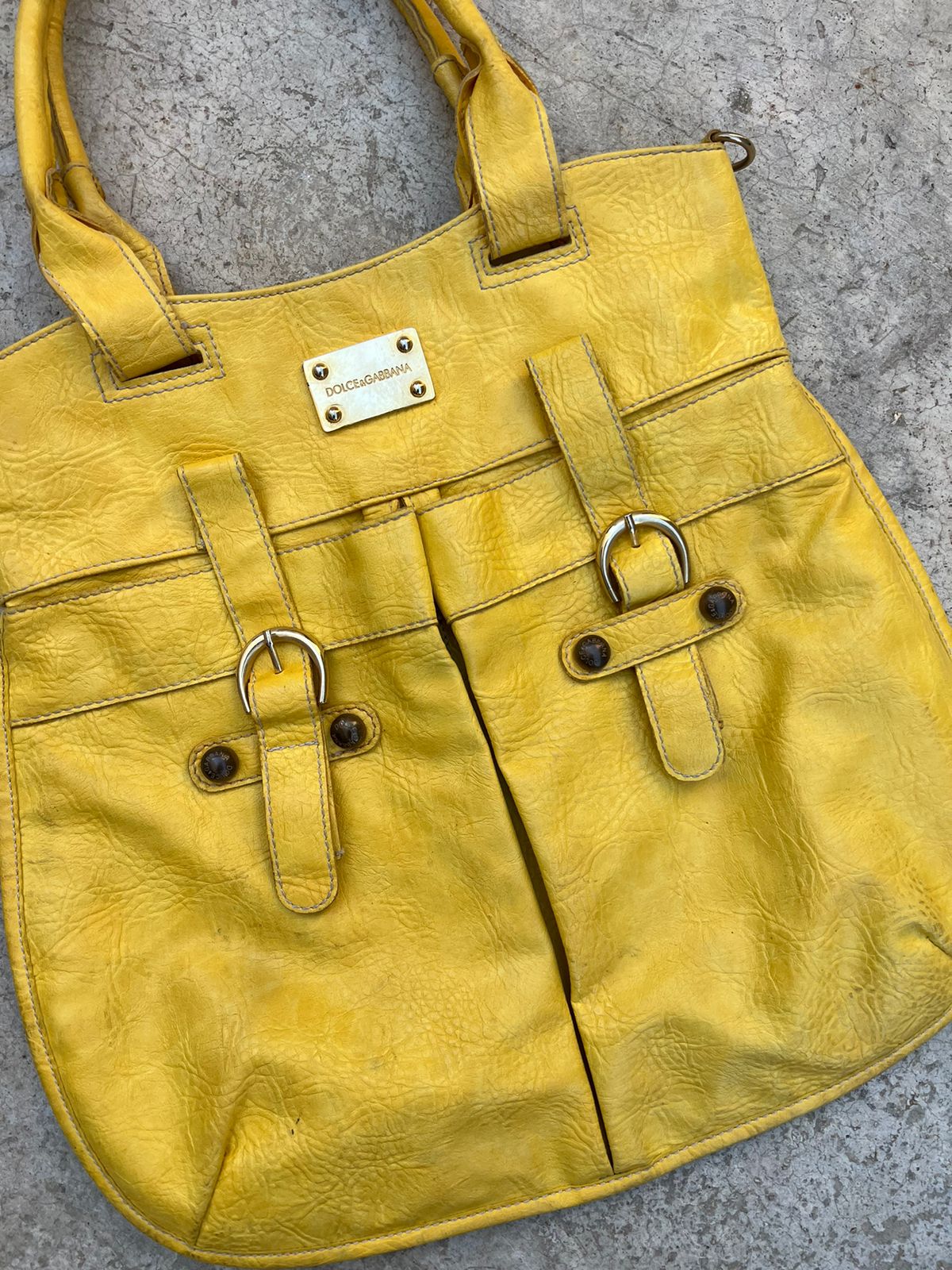 Dolce & Gabbana leather pocket yellow bag