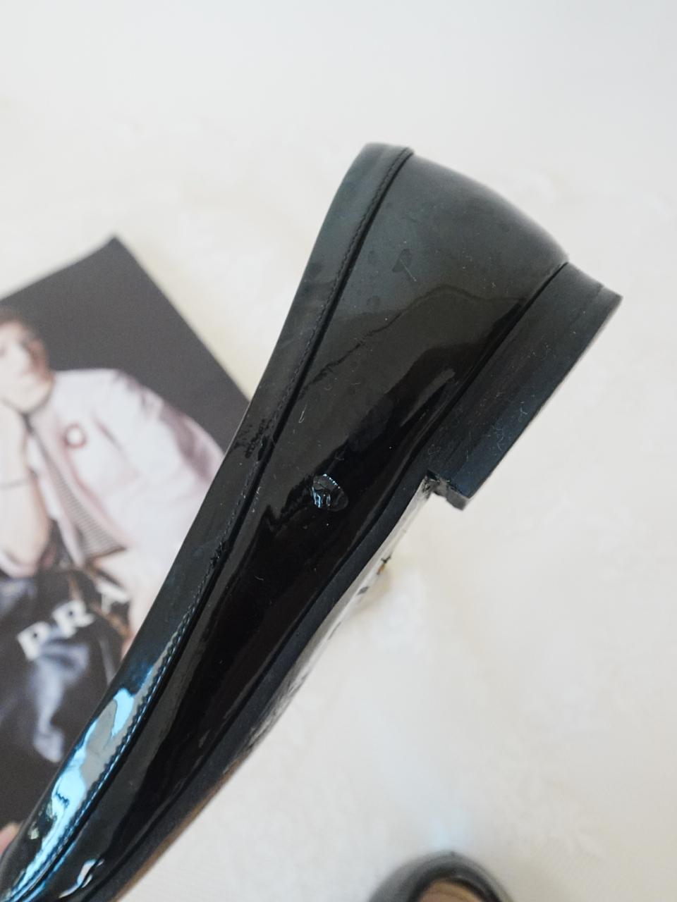 Prada patent leather pointy toe flats