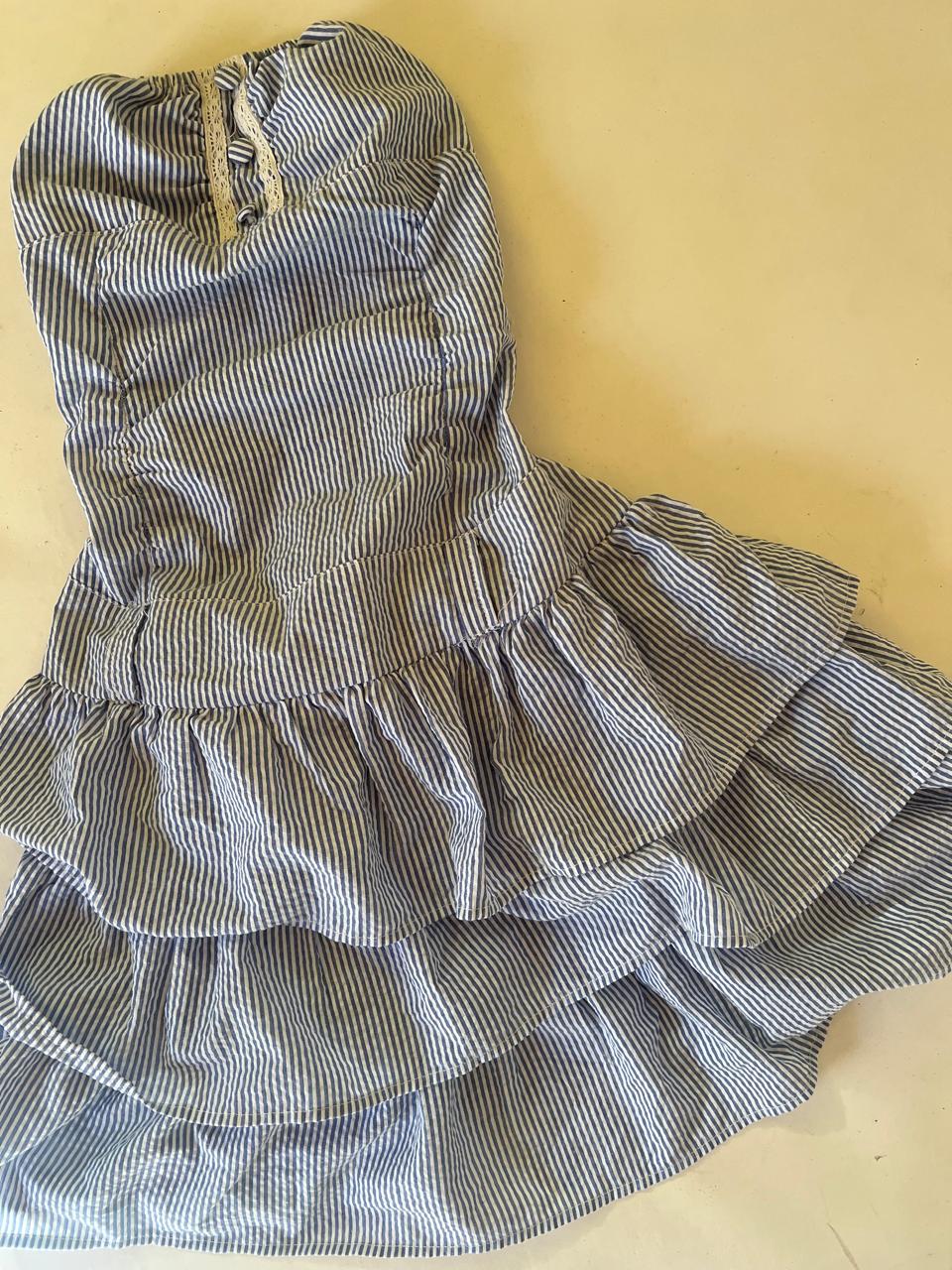 Linen sleeveless ruffled mini dress