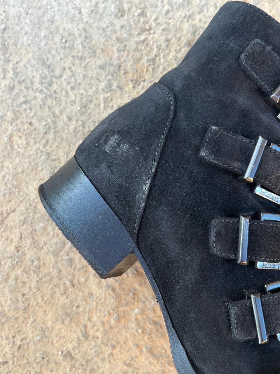 Cesare Paciotti suede buckle pointy ankle high boots