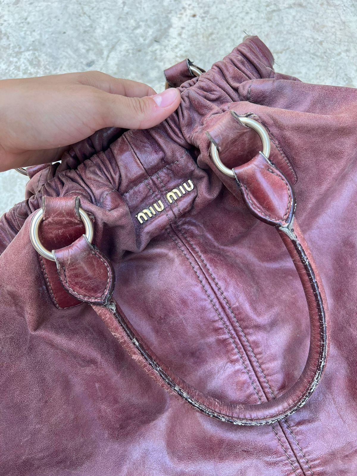 Miu Miu leather vintage Vitello lux front pocket bag