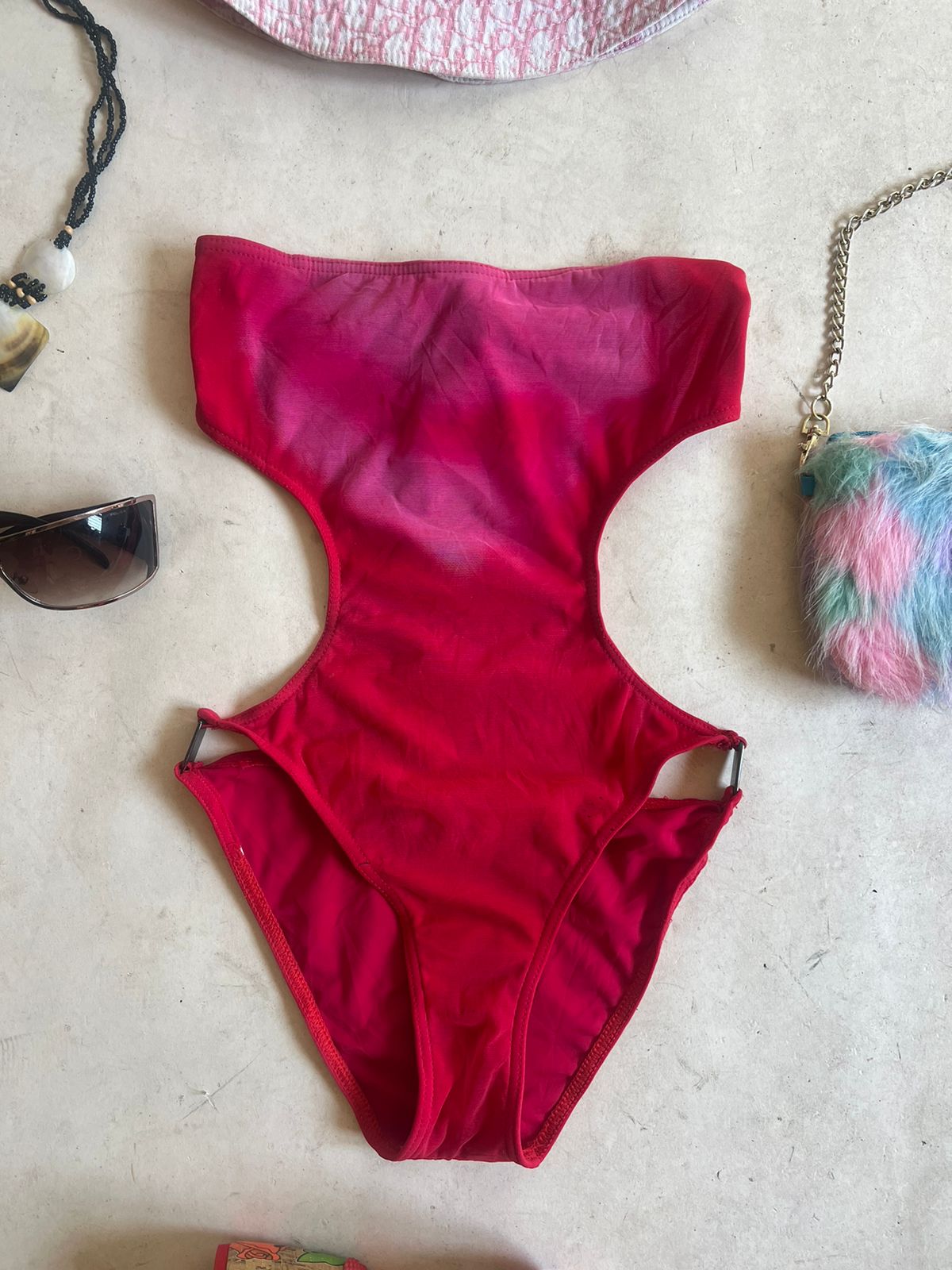 Pink one piece swimsuit