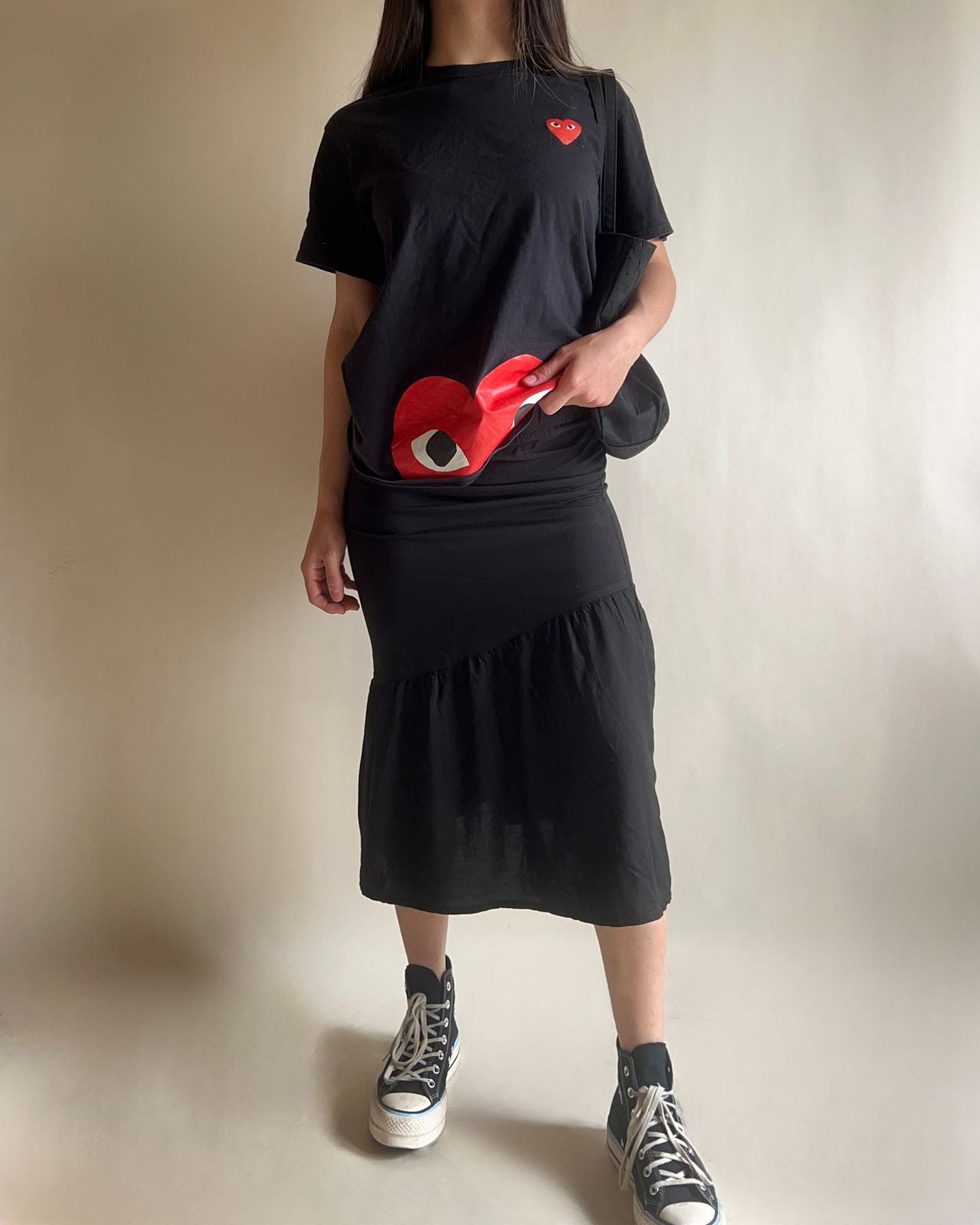 Black midi skirt