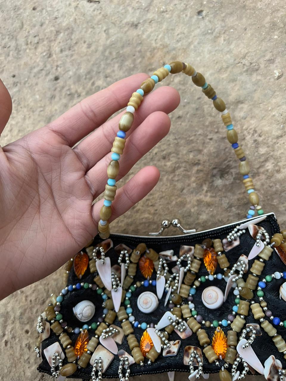 Beaded shells mini vintage bag