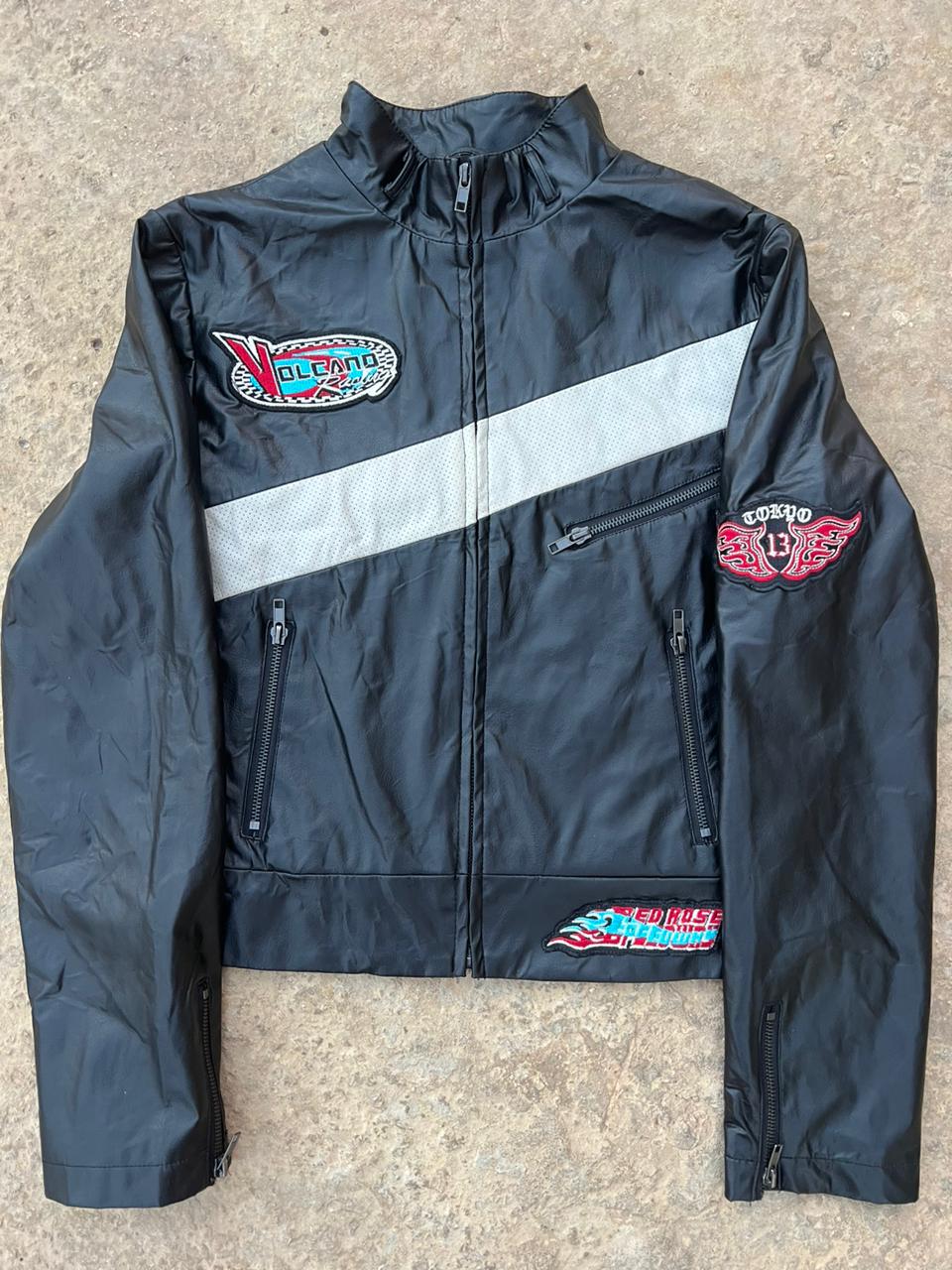 Racing faux leather jacket