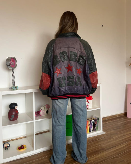 Bobo USA bomber 80s leather jacket