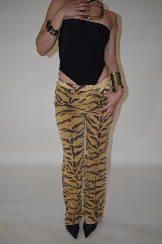 Sonia Bogner y2k animal print mid waist pants