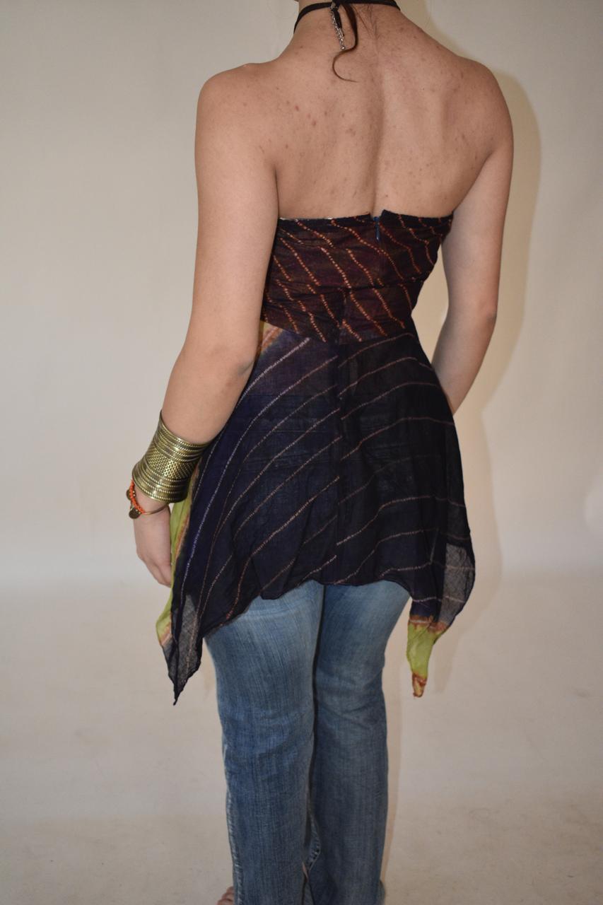 Beaded unsymmetrical hobo top