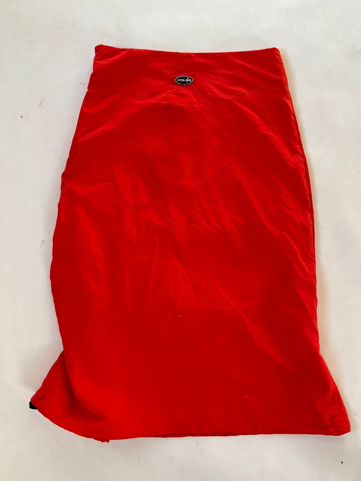 Y2k parachute ruched maxi red skirt