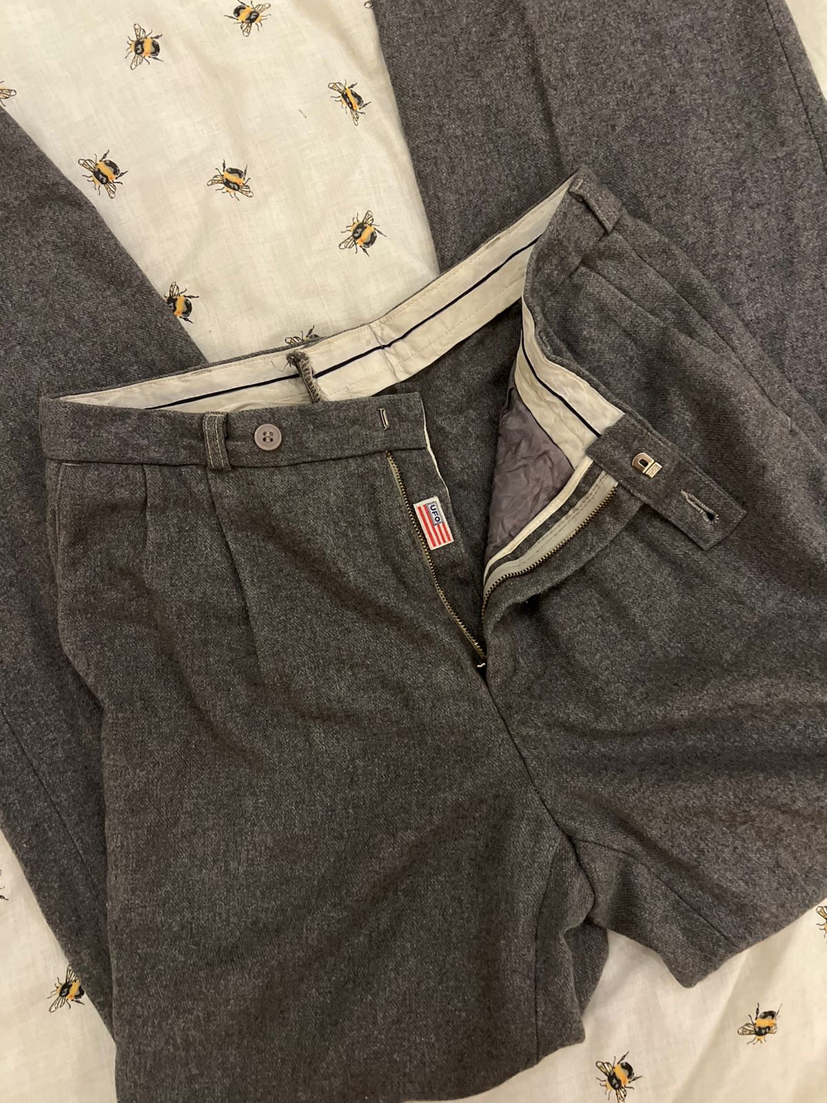 Grey baggy high waist trousers