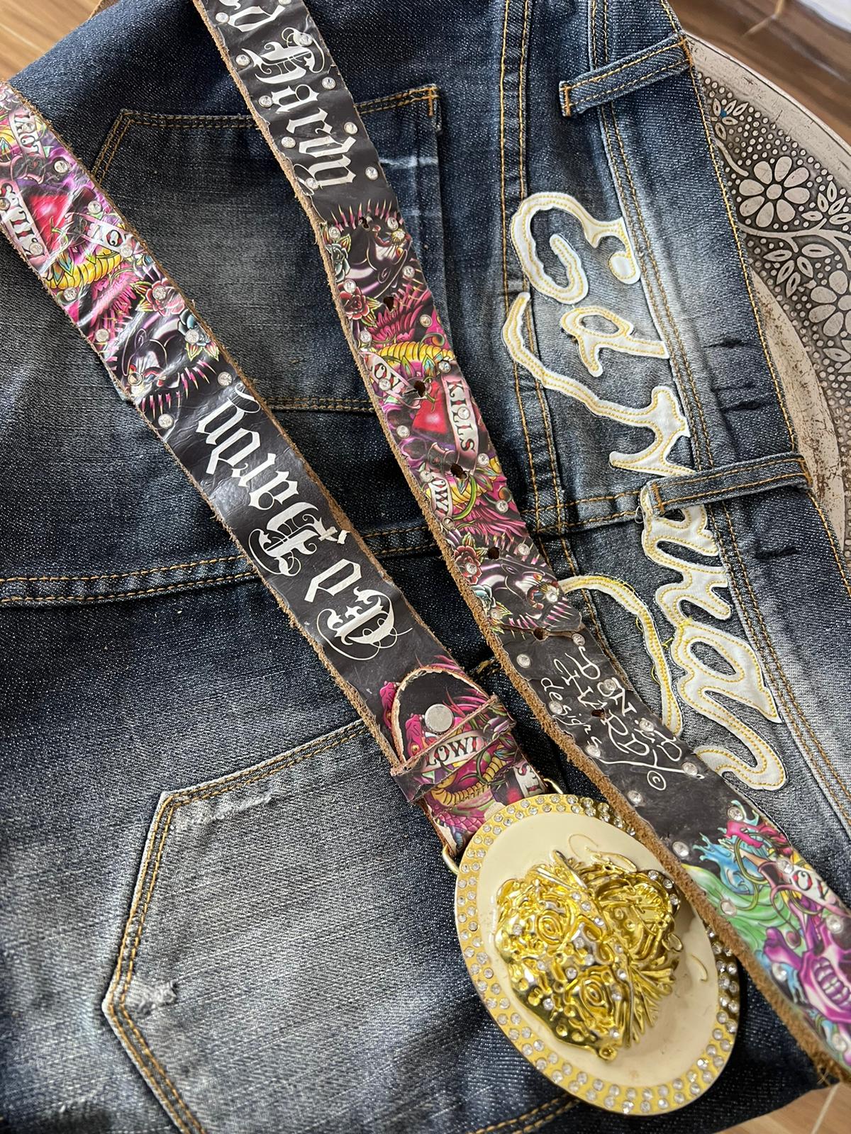 Ed Hardy y2k graphic belt