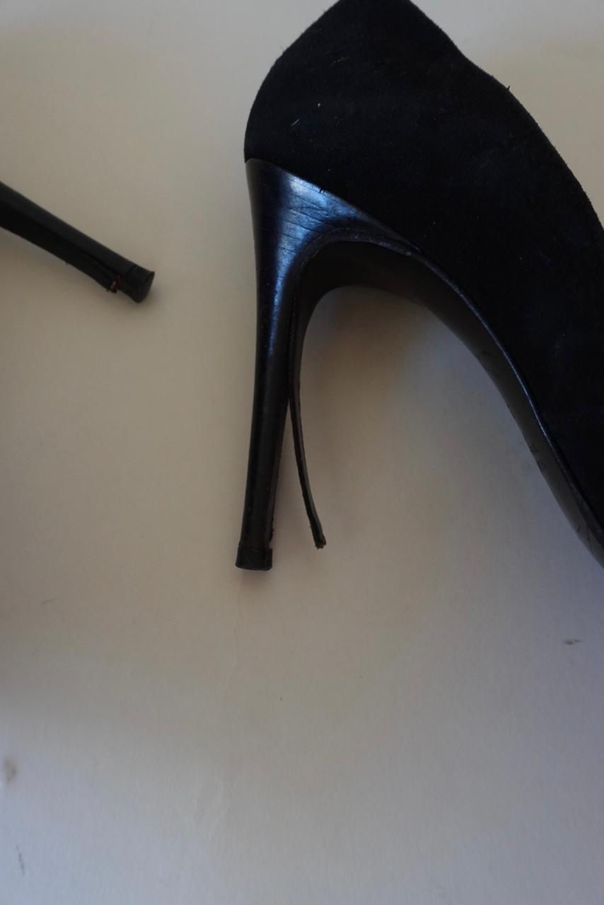 Pointy suede heels