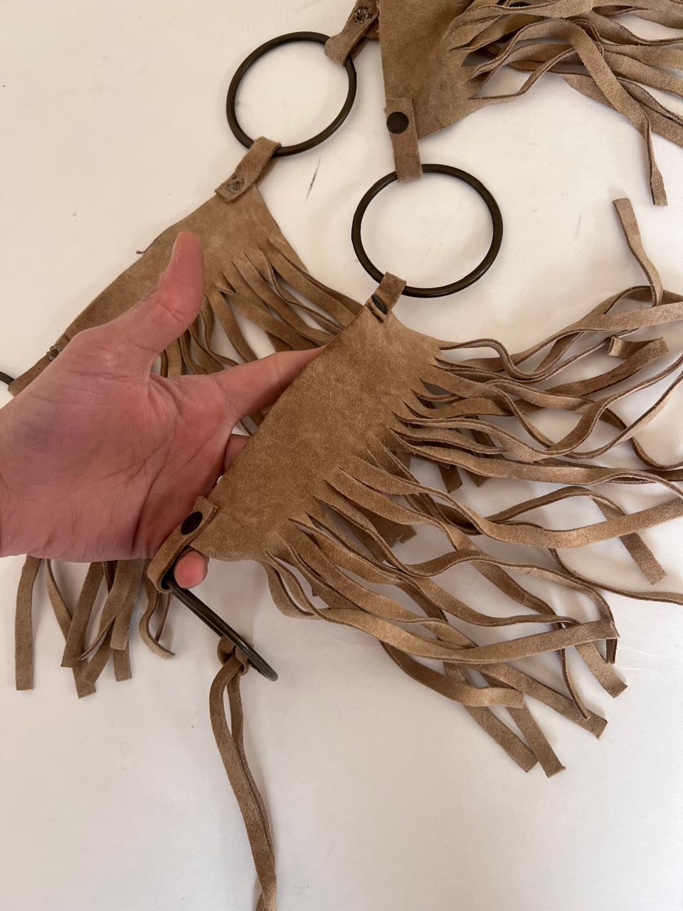 Suede fringed belt