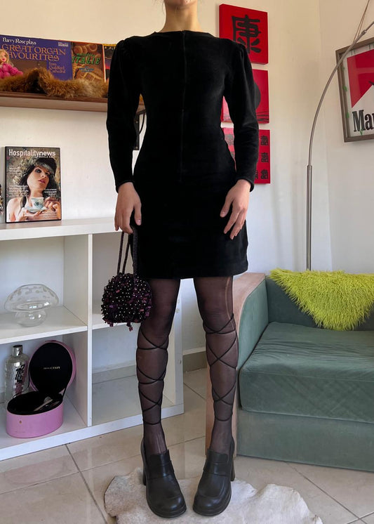 Vivienne Westwood black velvet puffy sleeves mini dress