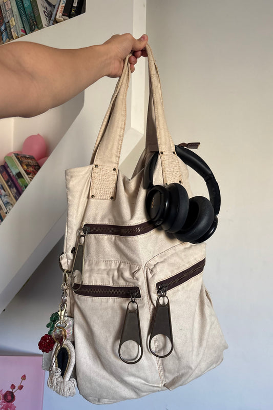 Suede big zippers shoulder/hand bagg