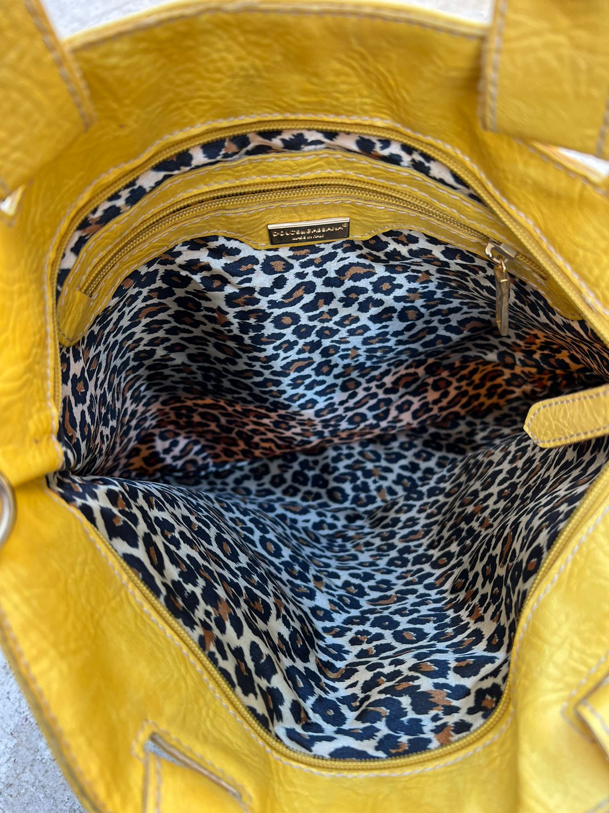 Dolce & Gabbana leather pocket yellow bag