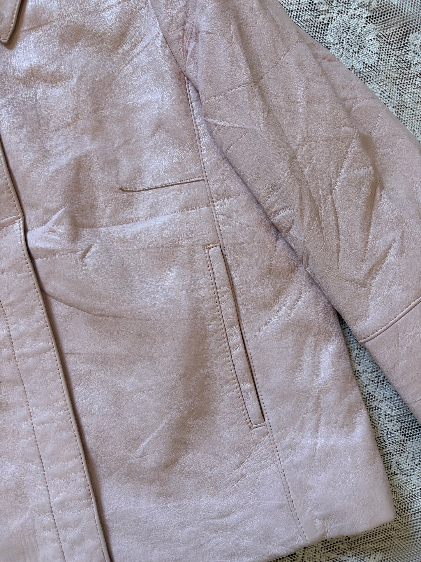 Valentino baby pink leather jacket