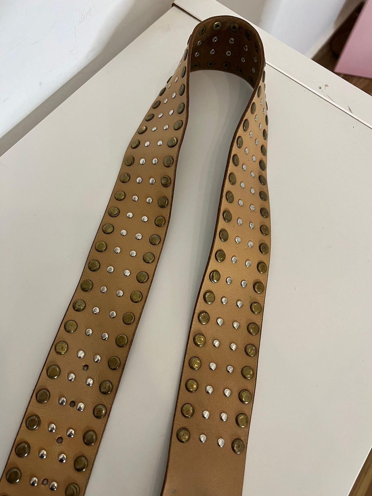 Real leather studded belt