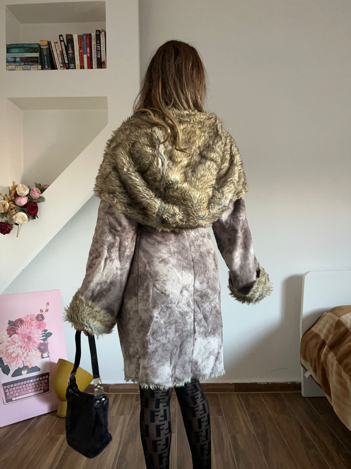 Suede fur coat