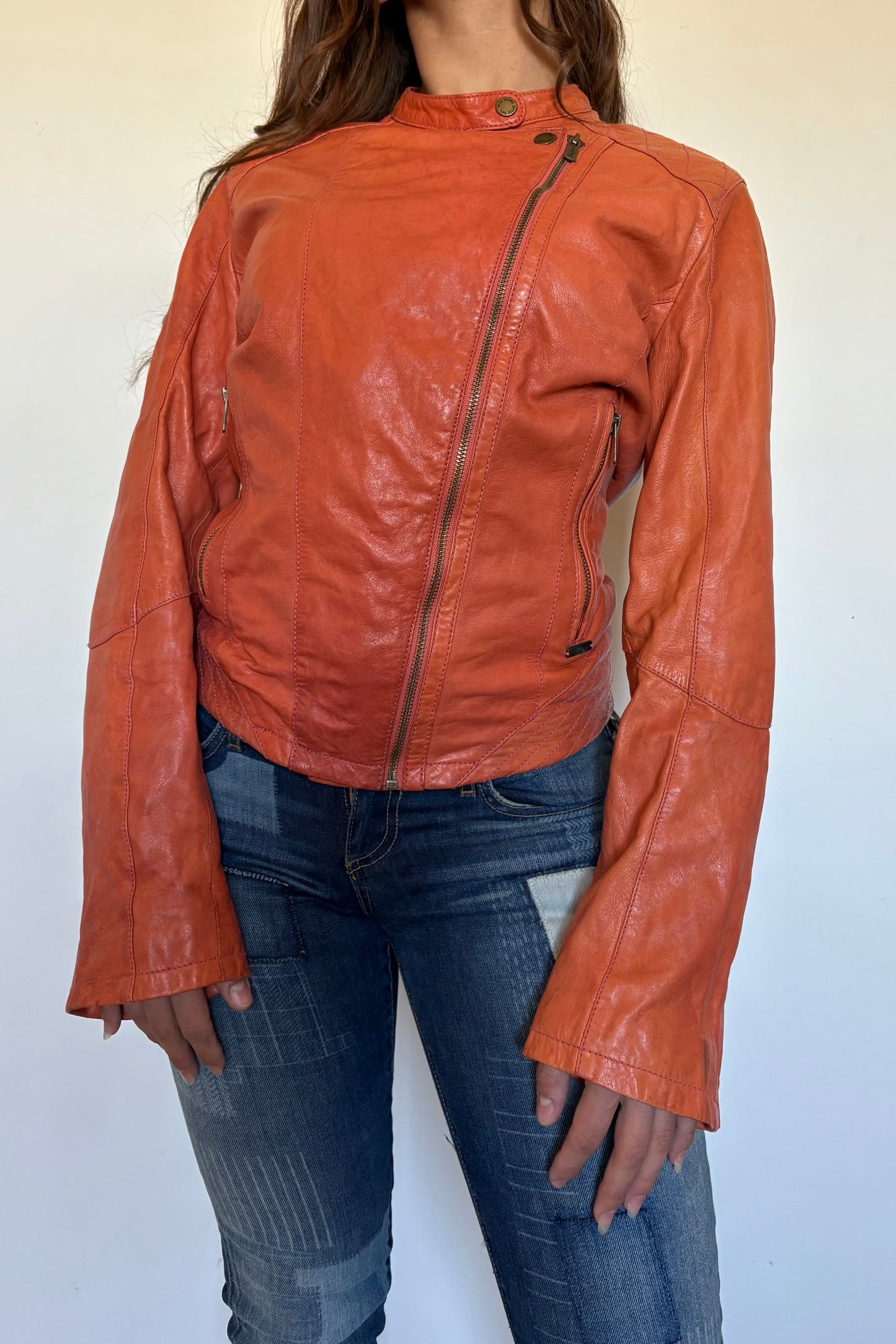 Orange leather jacket