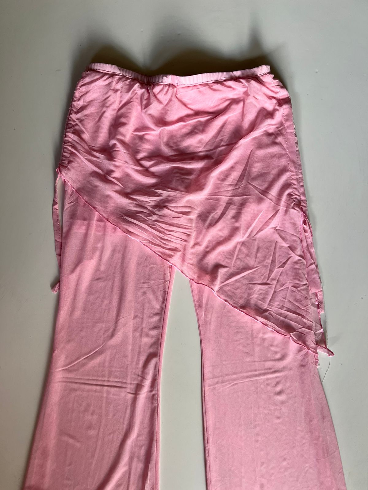 Skirt over pants mesh see thru pink pants