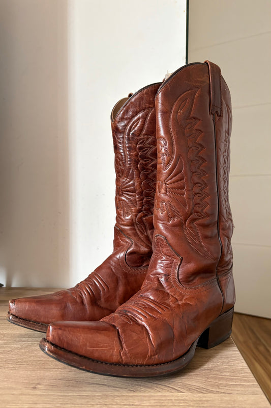 Western leather cowboy boots