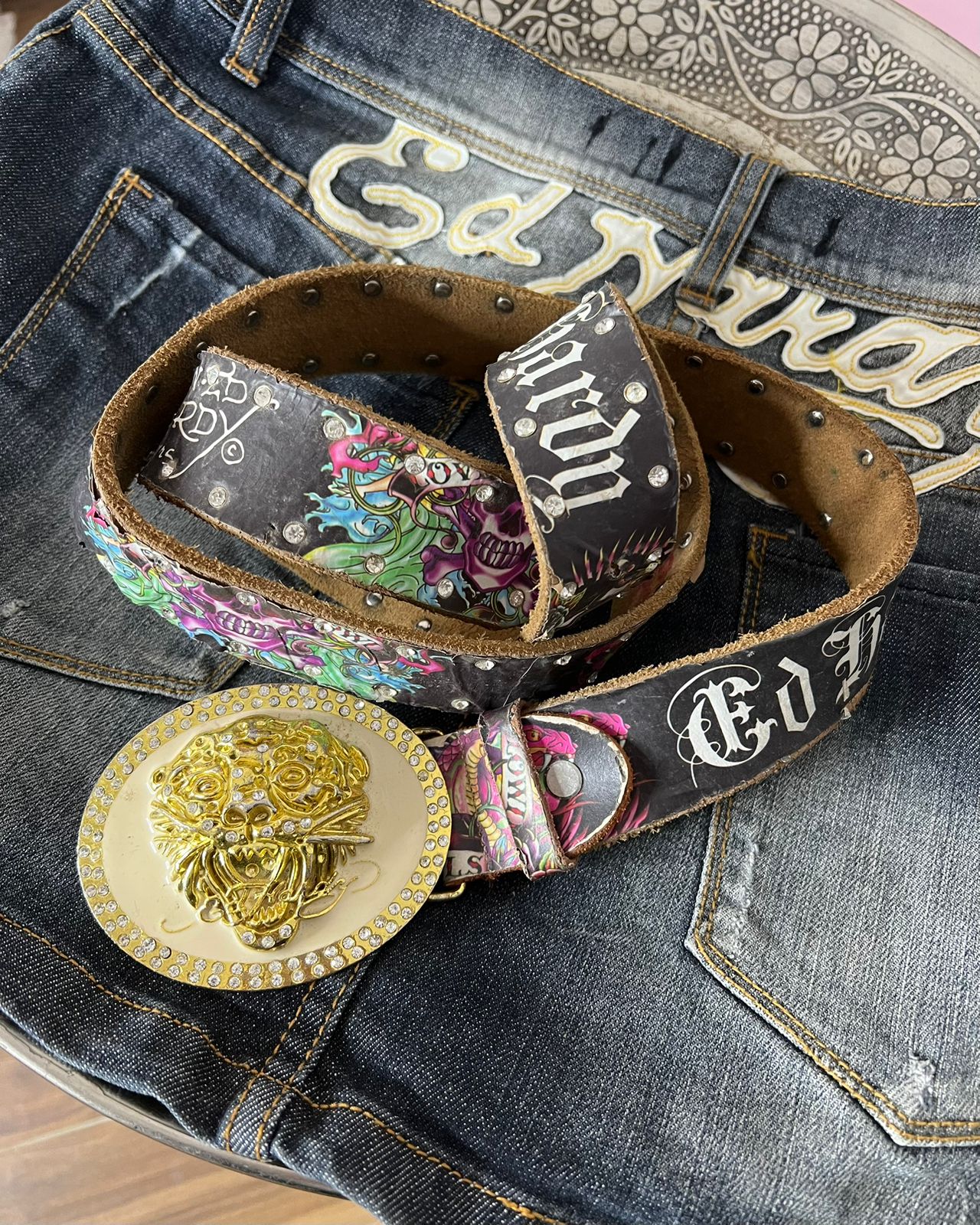 Ed Hardy y2k graphic belt