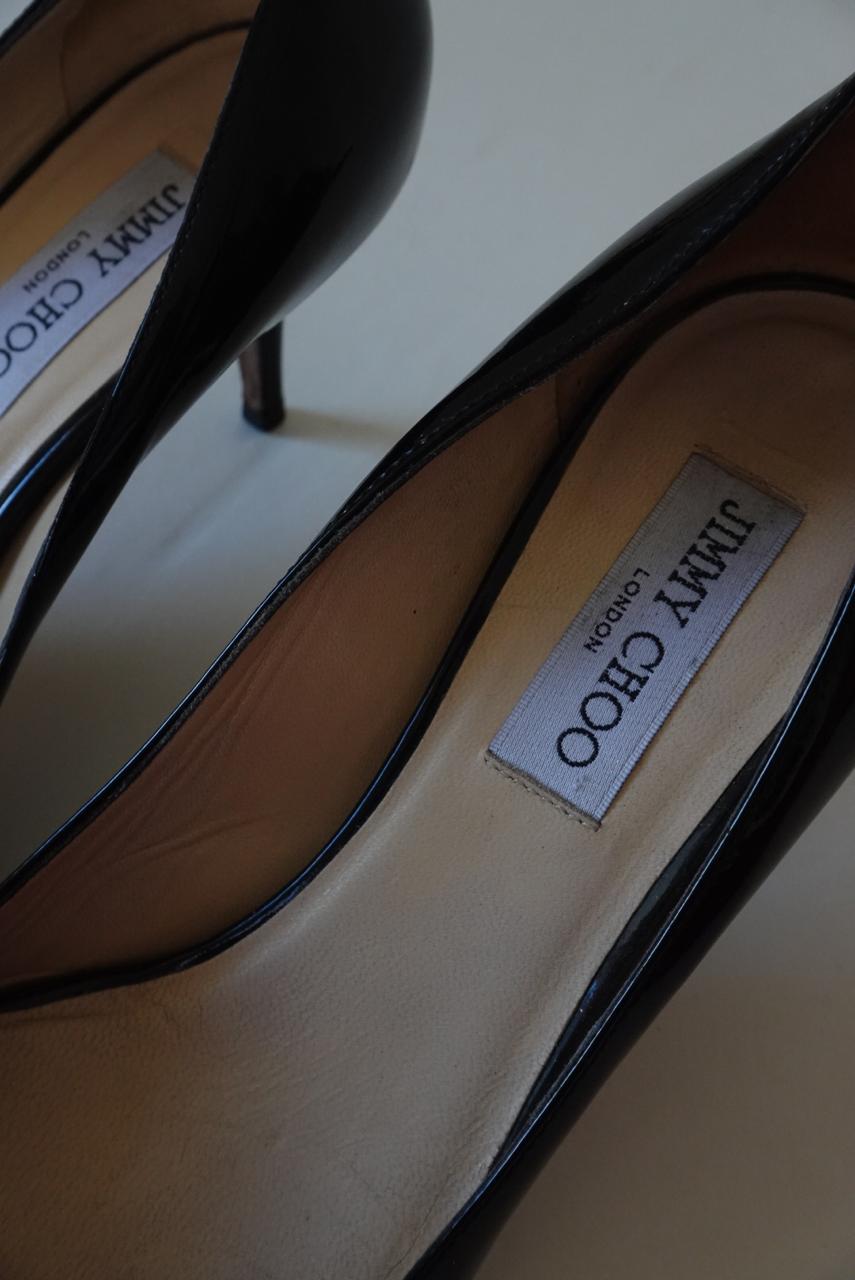 Jimmy Choo patent leather peep toe heels