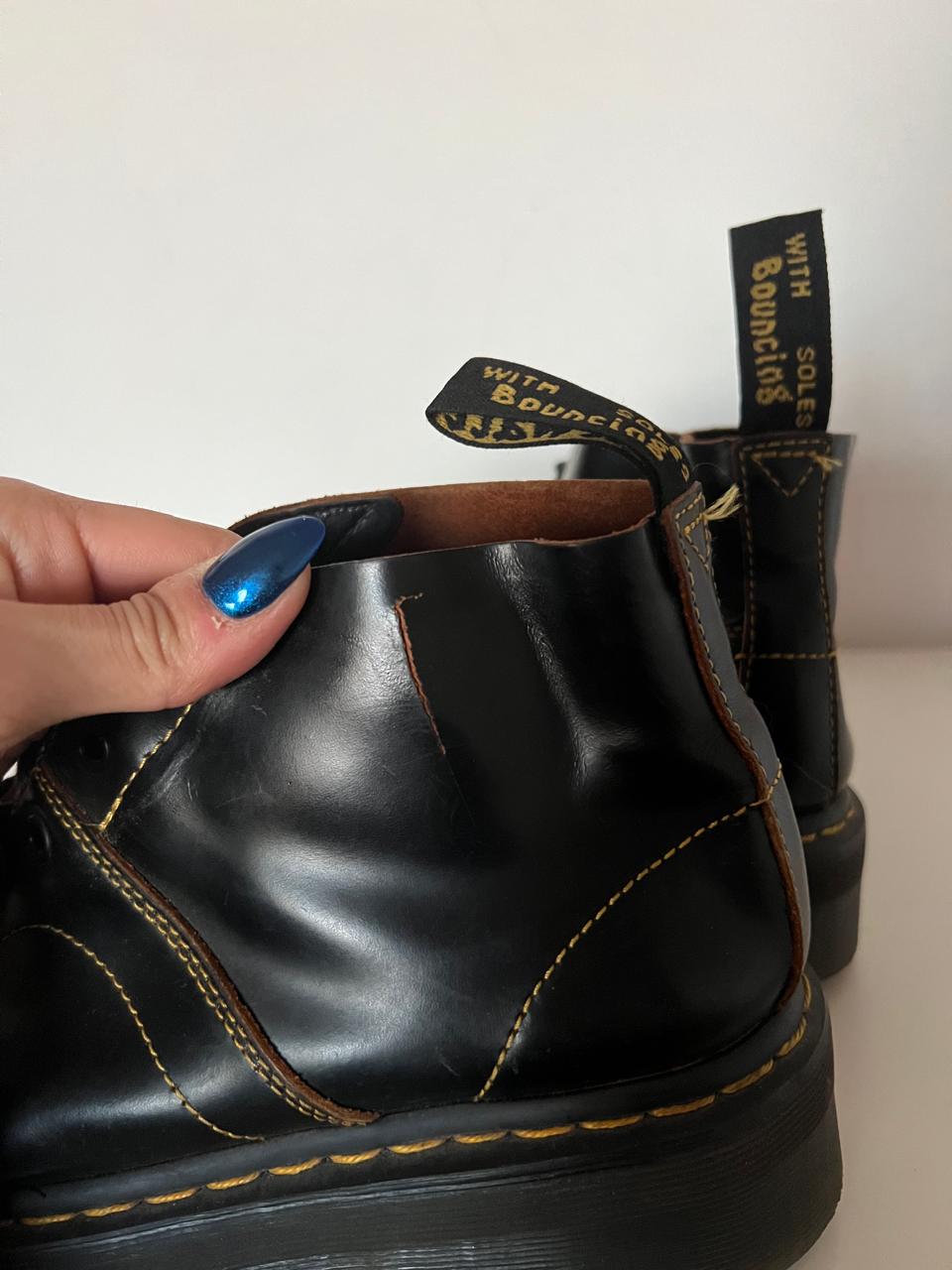 Dr Martens black leather platform shoes