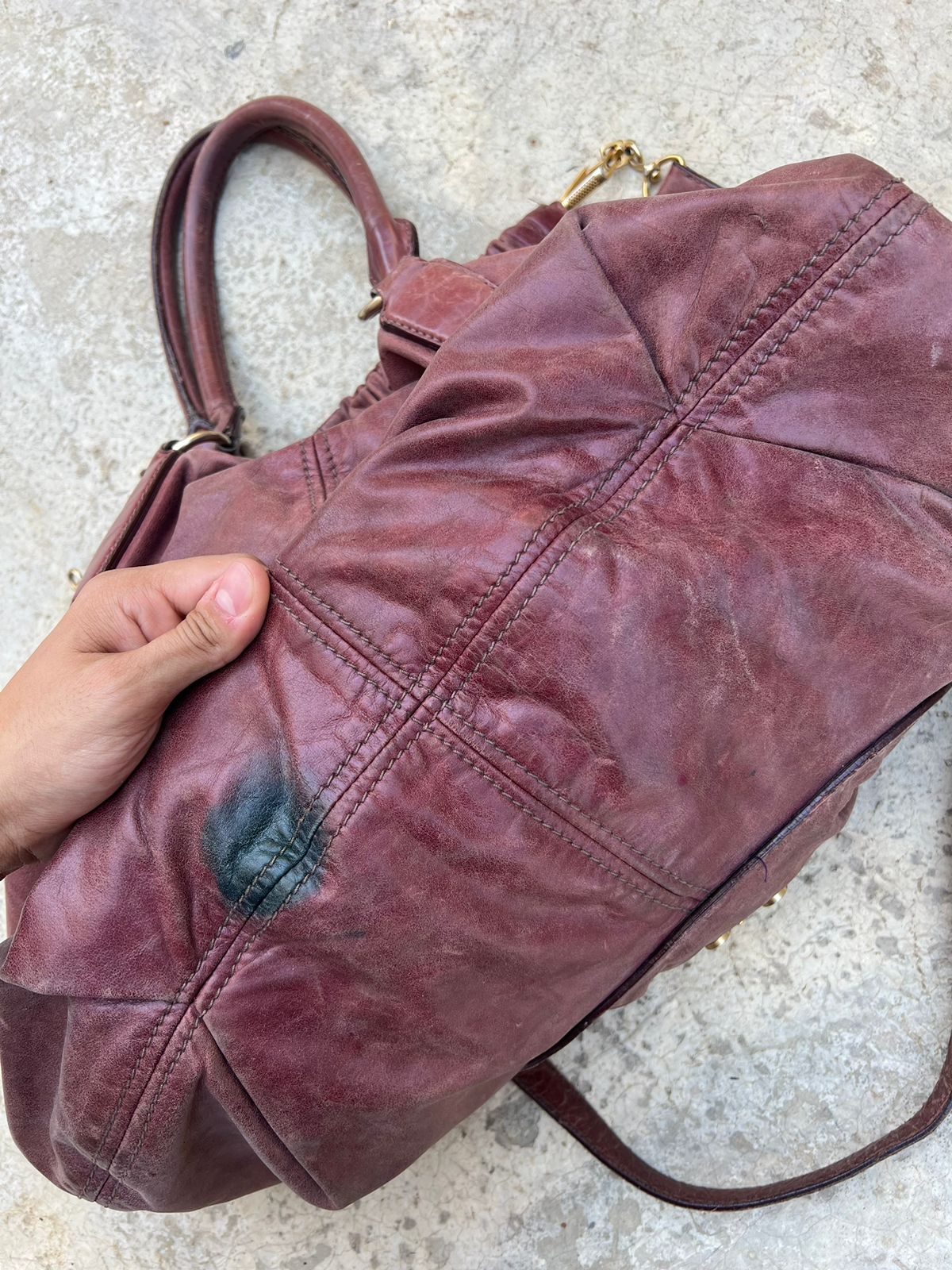 Miu Miu leather vintage Vitello lux front pocket bag