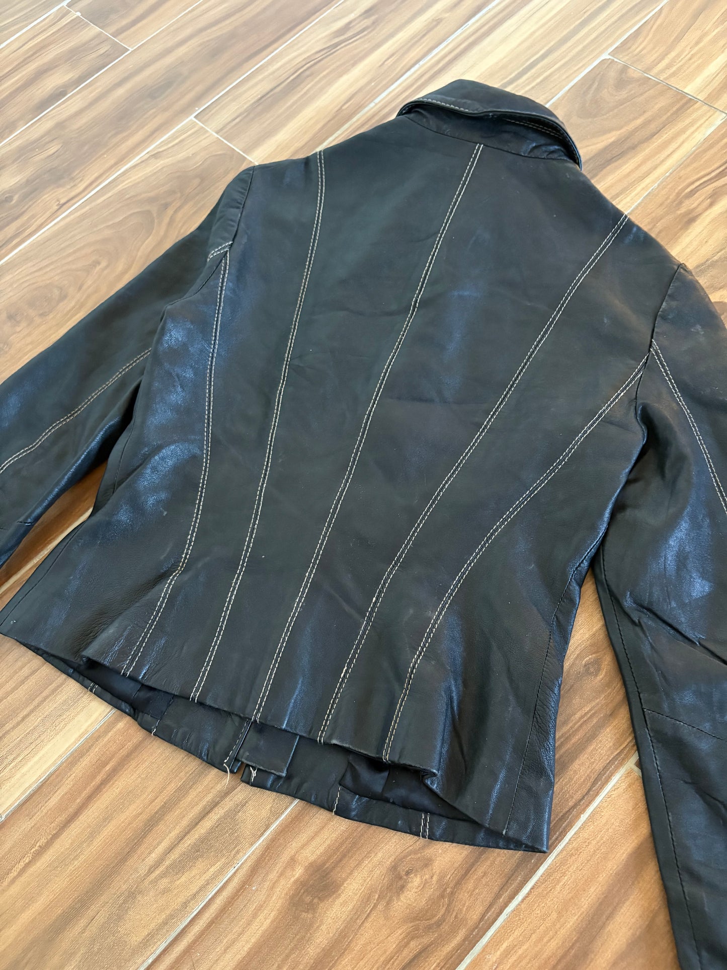 Genuine Leather Mango fitted jacket