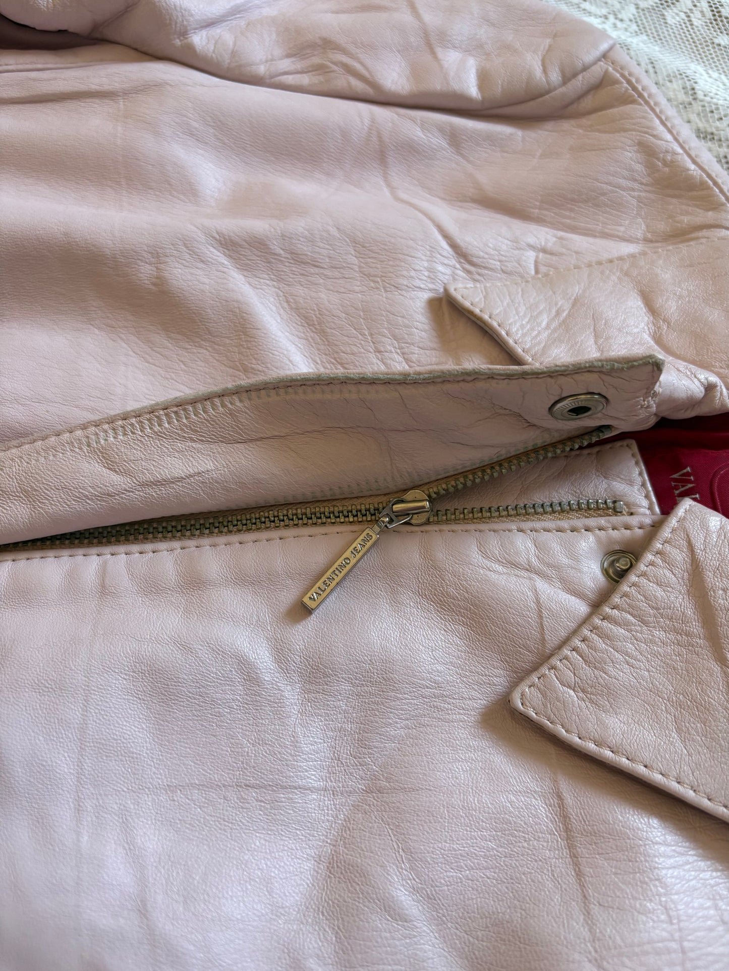 Valentino baby pink leather jacket