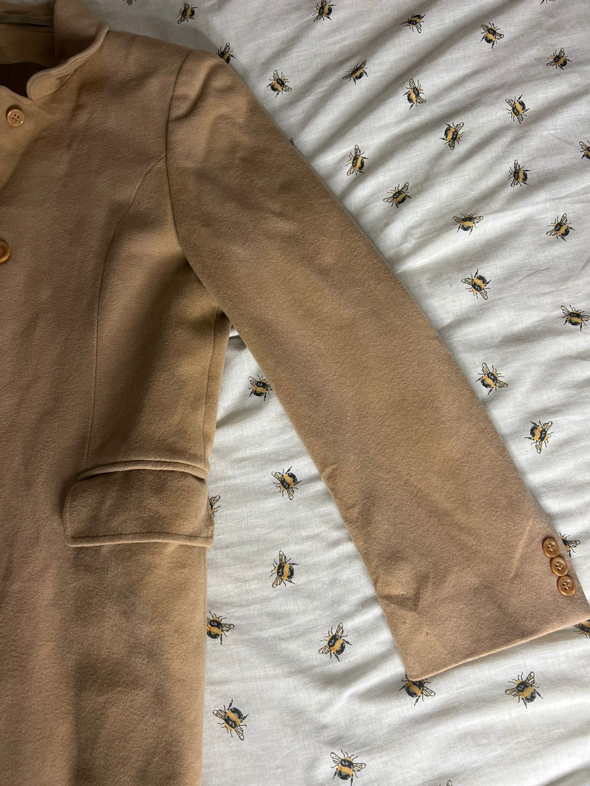 Camel brown long wool coat
