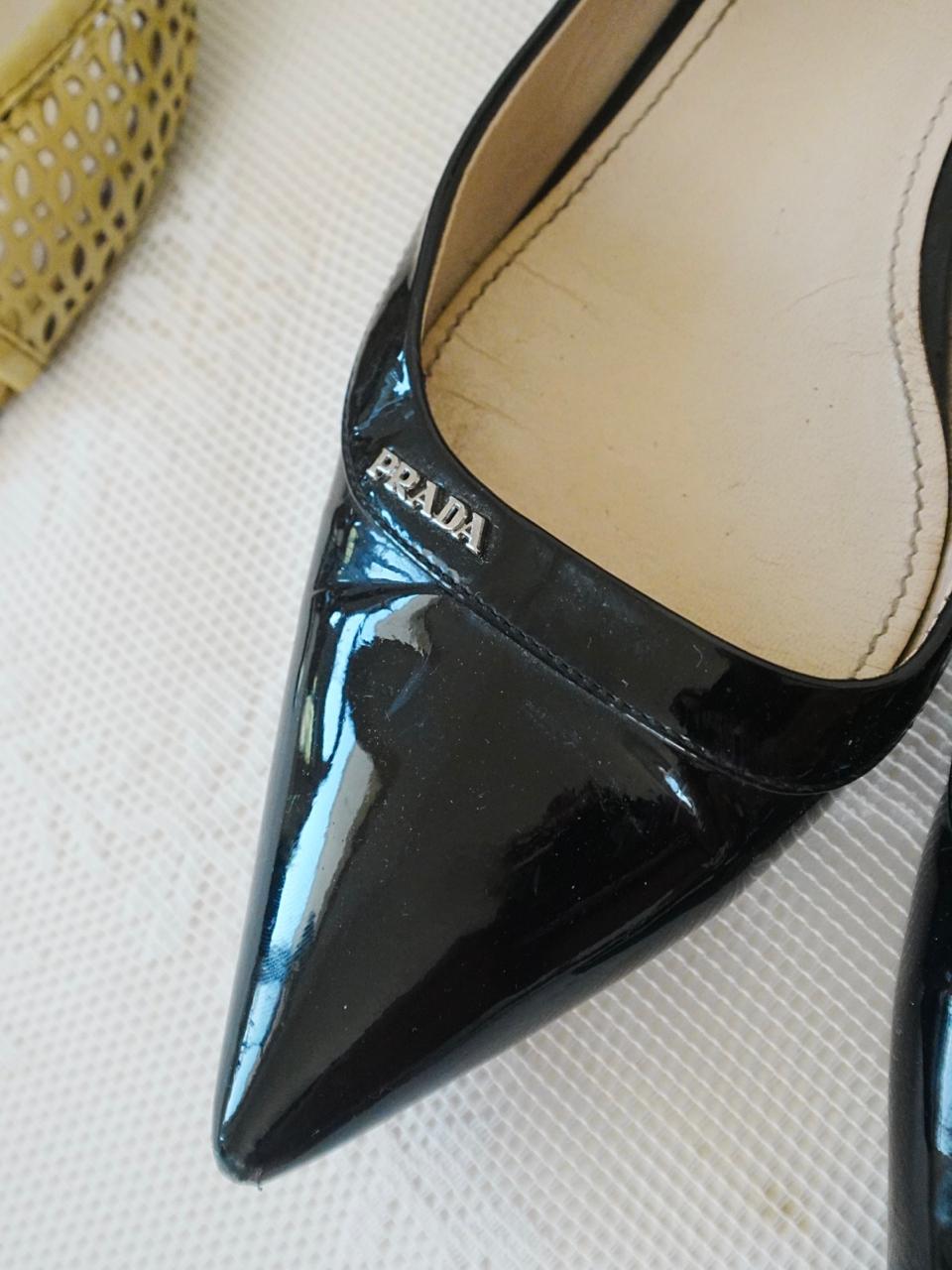 Prada patent leather pointy toe flats