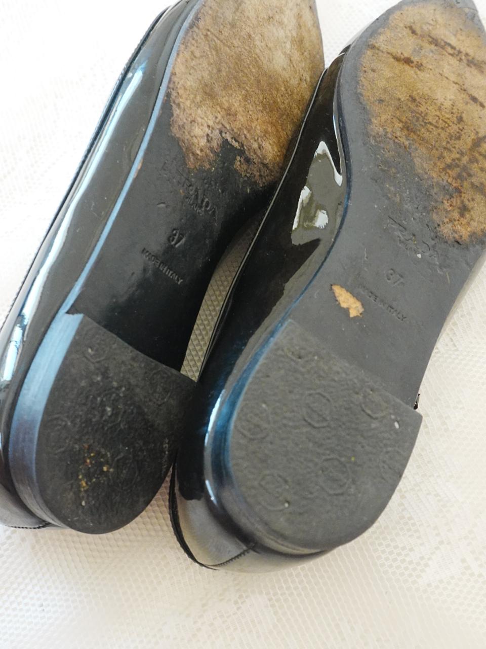 Prada patent leather pointy toe flats