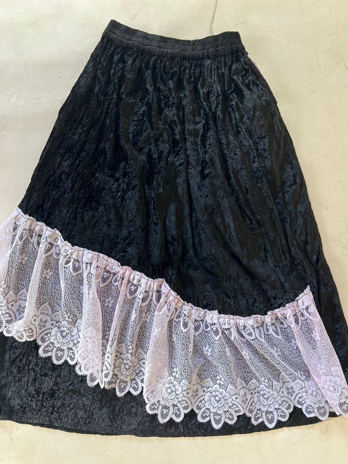 Velvet lace maxi skirt