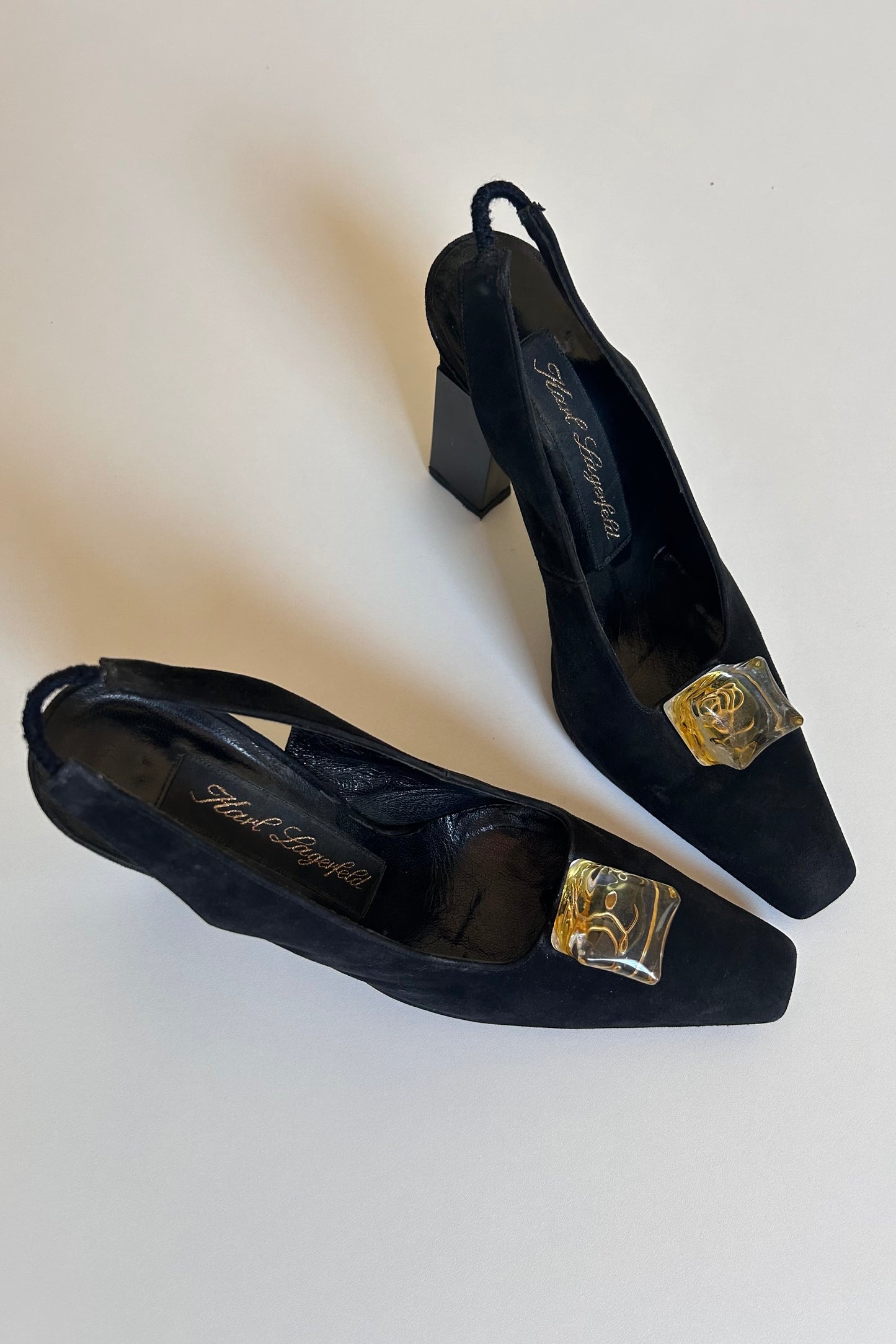 Karl Lagerfeld suede black heels