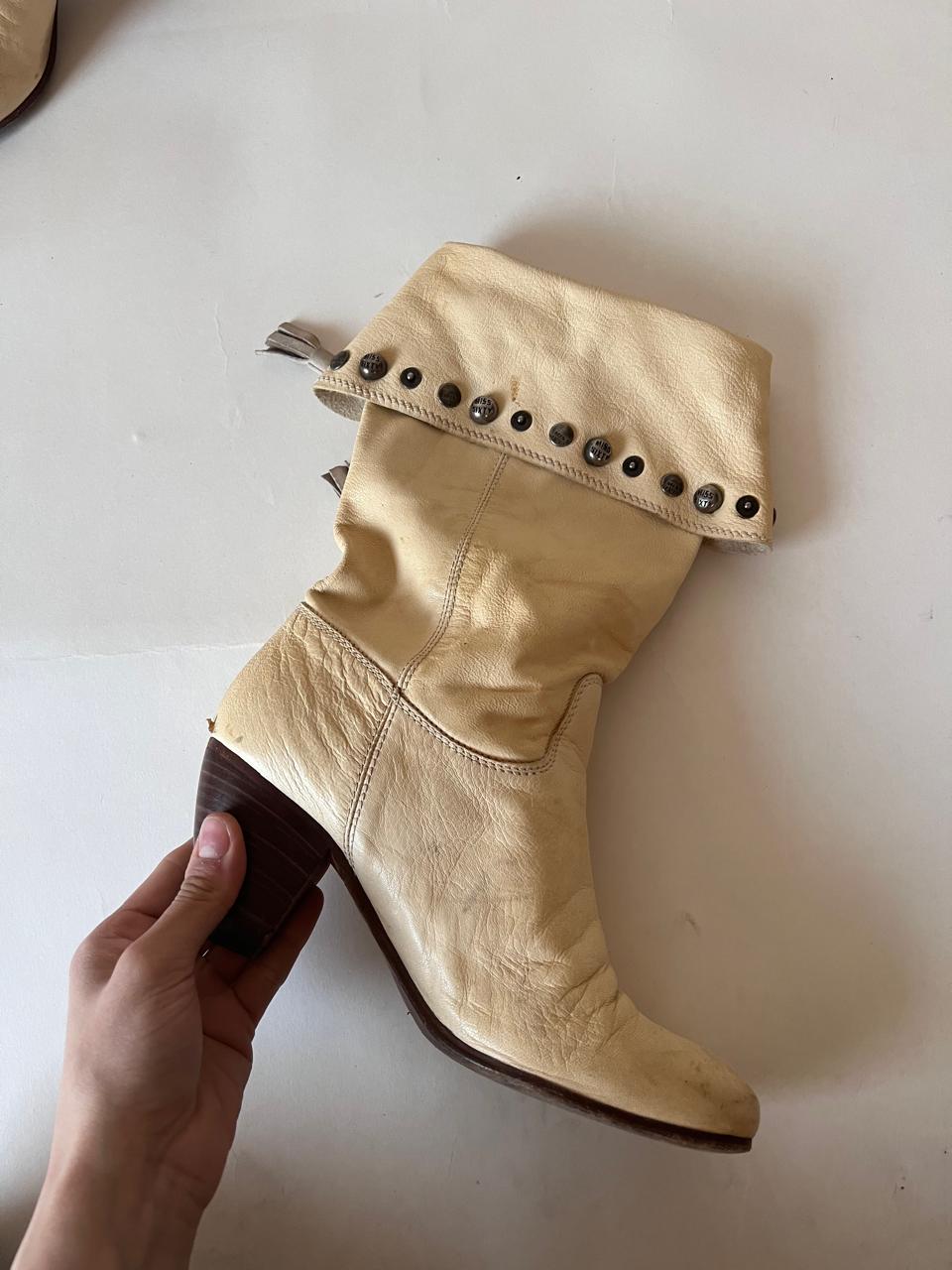 Miss Sixty leather round wrinkled boots