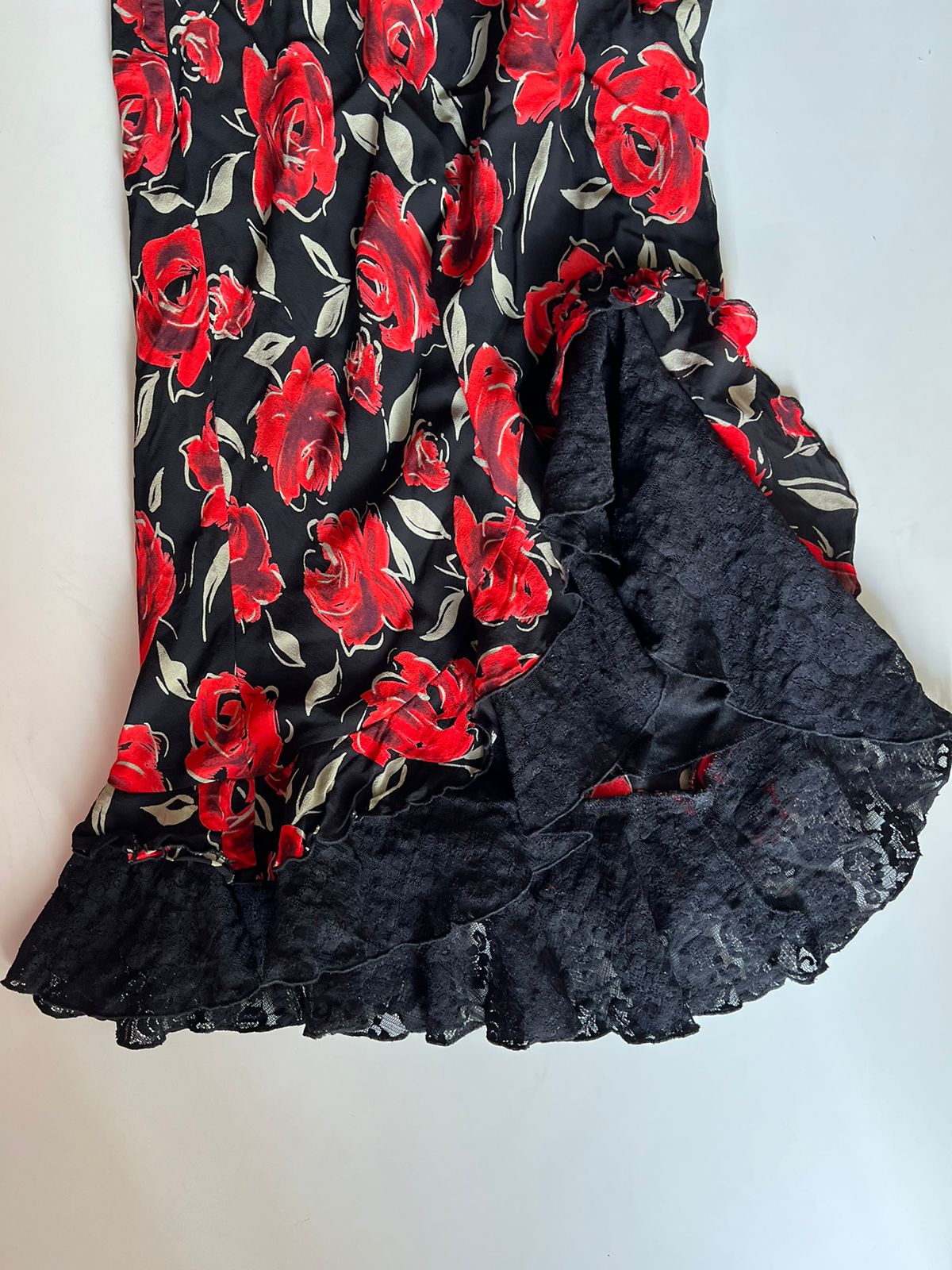 90s vintage floral loose dress with lace details